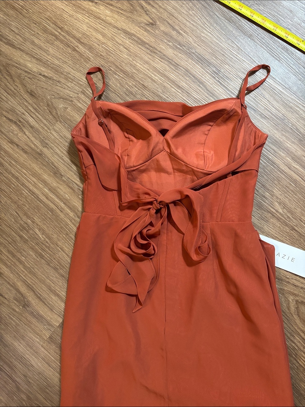 NWT Azazie Mai Bridesmaid Dress Gown Auburn 4 slit adjustable straps chiffon - Picture 14 of 14